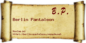 Berlin Pantaleon névjegykártya